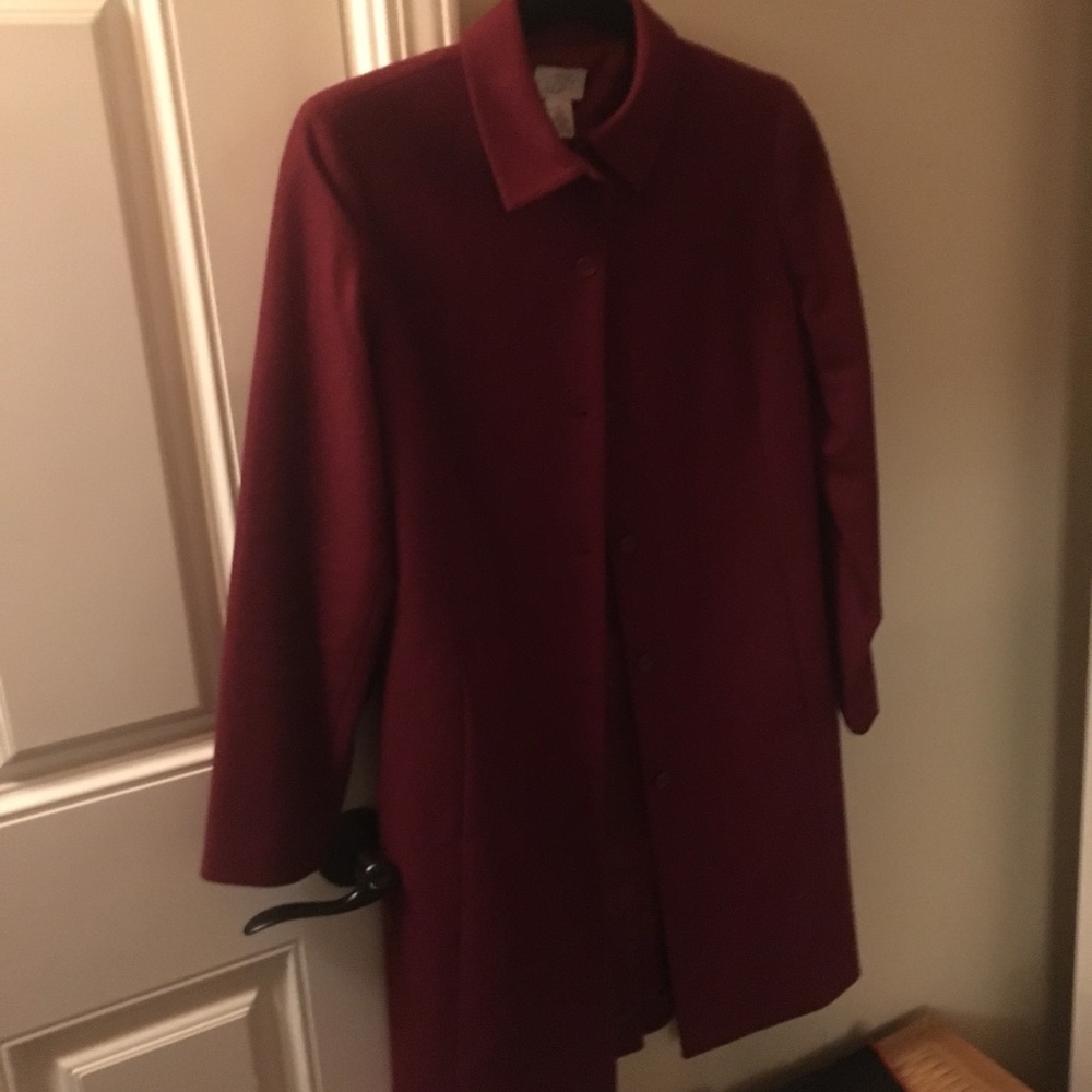 Anne Taylor Loft Dress Coat in Burgundy